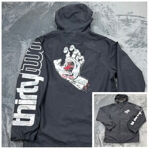 ThirtyTwo Santa Cruz Collab Mens XL Snowboard Jacket Black Screaming Hand Hooded